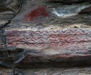 Rock shelter painting, Lakhudiyar, Kumaon, Uttarakhand, India 2013